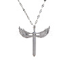 Brass Clear Cubic Zirconia 3D Cute Wing Sword Pendant Necklaces for Daily Wear GF5627-2-2