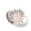 Natural Rose Quartz Sun & Moon Open Cuff Rings RJEW-K241-01P-04-3