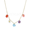 Glass Seed Bead Flower Bib Pendant Necklaces PW-WGC3FE4-12-1