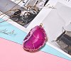 Mixed Electroplate Gemstone Natural Agate Slices Pendants PALLOY-JF00862-3
