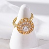 Sunflower Rotatable Open Cuff Rings for Women RJEW-C118-10G-3