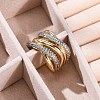 Brass Micro Pave Clear Cubic Zirconia Cuff Finger Rings for Women RJEW-C116-18G-1