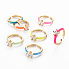 Brass Enamel Cuff Rings RJEW-T016-30-NF-1