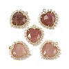 Natural Strawberry Quartz Faceted Heart Pendants G-I382-03G-06-1