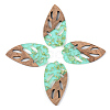 Transparent Resin & Walnut Wood Pendants X-RESI-S389-048A-B02-1