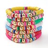 7Pcs Rainbow Polymer Clay Heishi Beads Stretch Bracelets Set BJEW-JB05889-1
