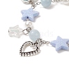 Alloy Heart & Star Charm Bracelet with ABS Plastic Imitation Pearl Beaded for Women BJEW-JB09309-4