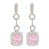 Brass Micro Pave Cubic Zirconia Dangle Stud Earrings EJEW-H014-15P-2