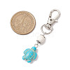 Tortoise & Round Synthetic Turquoise Pendant Decoration HJEW-JM02295-01-3