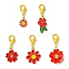 10Pcs 5 Styles Flower Alloy Enamel Pendant Decorations HJEW-JM02749-1