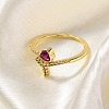 Rack Plating Brass Micro Pave Cubic Zirconia Cuff Finger Rings for Women RJEW-M028-12G-5