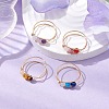 Copper Wire Wrapped Natural & Synthetic Gemstone Round Beaded Finger Rings for Women RJEW-JR00738-2