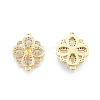 Ion Plating(IP) Brass Micro Pave Clear Cubic Zirconia Connector Charms KK-C006-35G-1