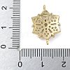 Rack Plating Brass Clear Cubic Zirconia Flower Connector Charms KK-A234-038G-3