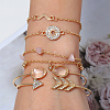 6Pcs 6 Styles Iron Alloy Link Bracelets Set for Women  JJ5494-8-1