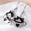 Brass Cat Shape Dangle Earrings EJEW-C130-02P-3