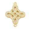 Brass Clear Cubic Zirconia Knot Connector Charms KK-K293-36G-1