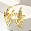 Brass Clear Cubic Zirconia Hoop Earrings EJEW-M047-13G-1