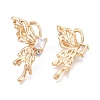 Brass Pave Clear Cubic Zirconia Butterfly Stud Earring Findings KK-N232-450G-2