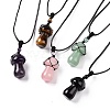 Natural Gemstone Mushroom Pendant Necklace NJEW-E065-01-1