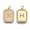 Brass Micro Pave Clear Cubic Zirconia Pendants KK-S356-234H-G-NF-2