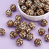 50Pcs Printed Natural Wooden Beads WOOD-TA0001-56-7