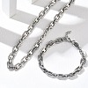 304 Stainless Steel Oval Link Chain Necklaces Bracelets Sets SJEW-D091-08P-1