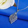 Simple Real Platinum Plated Eco-Friendly Brass Hollow Leaf Pendant Necklaces NJEW-AA00076-02P-5