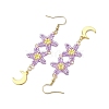 Star Glass Seed Beaded Dangle Earrings for Women EJEW-MZ00206-05-4