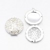 Flat Round Brass Diffuser Locket Pendants X-KK-J010-S-1