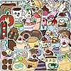 50Pcs Cartoon Gourmet Snack PVC Adhesive Waterproof Stickers Self-Adhesive Stickers PW-WGC7912-01-1