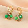 Four Leaf Clover Hoop Earrings Alloy Huggie Hoop Earrings Green Shamrock Hoop Earrings Rhinestone Hoop Earrings St Patrick's Day Ear Jewelry Gift for Women JE1083A-5