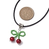 Red Cherry Dyed Synthetic Turquoise Beads & Glass Beaded Pendant Necklaces NJEW-MZ00068-3