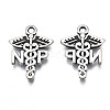 Tibetan Style Alloy NP Caduceus Medical Symbol Charms TIBEP-N008-136-2