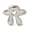 Initials Brass Open Cuff Ring for Women RJEW-N046-02R-P-2