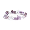 Natural Amethyst & Quartz Crystal Chips Beads Stretch Bracelet for Women BJEW-AL00003-18-1