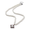 304 Stainless Steel Colorful Cubic Zirconia Rhombus Pendant Necklaces STAS-Z114-23P-4