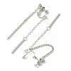 Rertangle Alloy Chain Tassel Cuff Earrings for Women Men EJEW-C093-02P-2