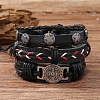 3Pcs Imitation Leather Braided Bead Bracelets for Men PW-WG8BEF8-01-1