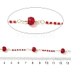 Brass Hexagonal Column Glass Seaded Beaded & Resin Round Beaded Link Chains CHC-G026-01D-2