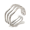 304 Stainless Steel Triple Lines Open Cuff Ring RJEW-C067-07P-1