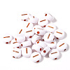 100Pcs Plating Opaque White Acrylic Beads FIND-PW0024-36G-1