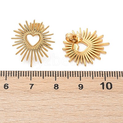 Ion Plating(IP) 304 Stainless Steel Hollow Out Heart Stud Earrings for Women EJEW-E271-02G-1