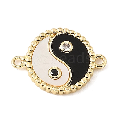 Brass Clear Cubic Zirconia & Natural White Shell & Resin Connector Charms CU-CBA6938-19G-01-1