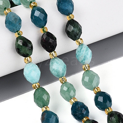 Natural Ruby in Zoisite & Flower Amazonite & Green Aventurine & Apatite Beads Strands G-N358-04A-06-1