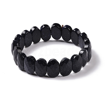Synthetic Blue Goldstone Oval Beaded Stretch Bracelet G-E010-01T-1