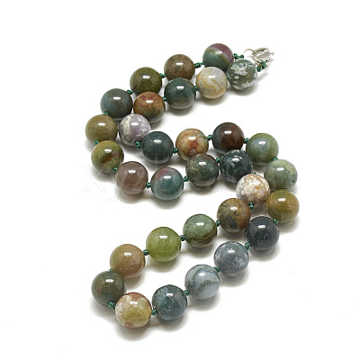 Natural Indian Agate Beaded Necklaces NJEW-S405-10-1