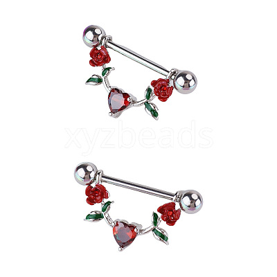 316L Surgical Stainless Steel Pave Dark Red Cubic Zirconia Nipple Stirrup FS-WGDE58A-05-1