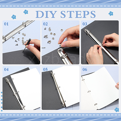 Iron Notebook 3-Ring Loose Leaf Book Binder Hinged Clamp FIND-WH20007-15E-P-1