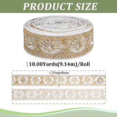 10 Yards Organza Embroidery Flower Ribbons with Paillettes SRIB-WH0011-202B-1